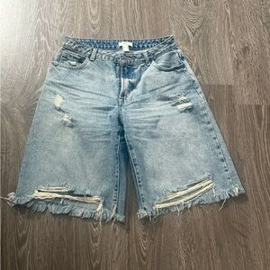 Forever 21 Light Blue Distressed Jean Shorts